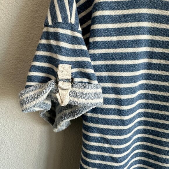 Splendid Cream & Light Blue Striped Short Sleeve Crew Neck Sweatshirt Top - Picture 3 of 5